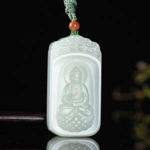 籽料和田白玉阿弥陀佛吊坠