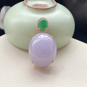 18K糯种紫罗兰翡翠吊坠