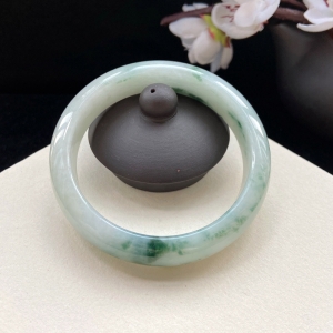 56mm糯种飘花翡翠平安镯