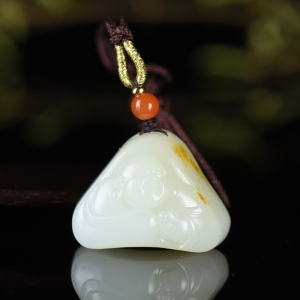 籽料和田白玉弥勒佛吊坠