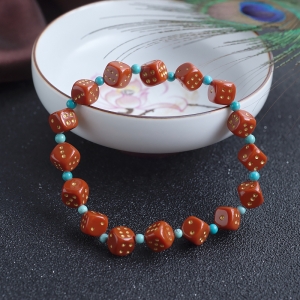 柿子红南红骰子单圈手串