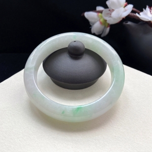 53.5mm糯种飘翠翡翠平安镯