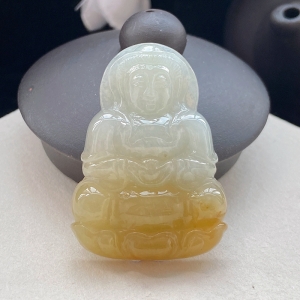 糯种黄翡翠观音吊坠