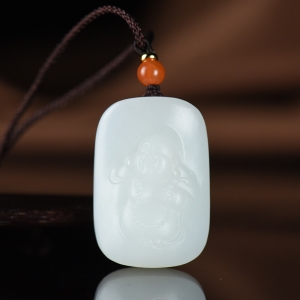 籽料和田白玉弥勒佛吊坠