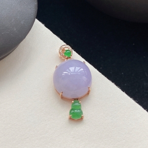 18K糯种紫罗兰翡翠吊坠