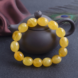 鸡油黄金绞蜜枣珠单圈手串