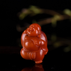 柿子红南红弥勒佛吊坠