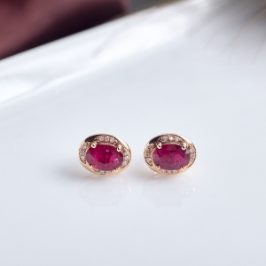 18K玫红碧玺耳钉