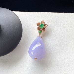 18K糯种紫罗兰翡翠吊坠