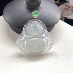 18K冰种翡翠弥勒佛吊坠