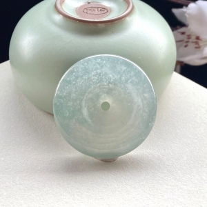 冰种飘花翡翠平安扣吊坠