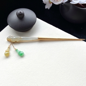 18K冰种翡翠凤凰发簪