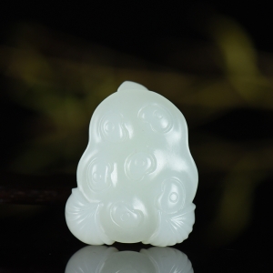 山流水料羊脂白玉莲蓬吊坠