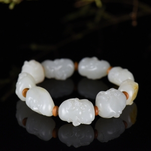 籽料和田白玉十八罗汉单圈手串