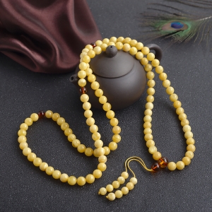 8.5mm白花蜜蜡108佛珠