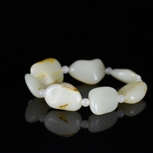 籽料和田玉原石单圈手串