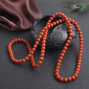 8mm柿子红南红多圈手串