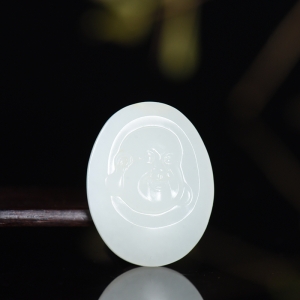 籽料和田白玉弥勒佛吊坠