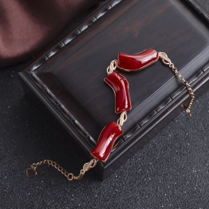 18K阿卡牛血红珊瑚随形手链