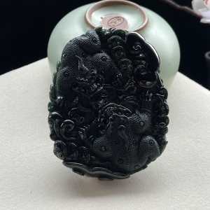 糯种墨翠财源广进吊坠