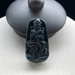 糯种墨翠菩萨吊坠