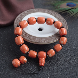 MOMO珊瑚桶珠单圈手串