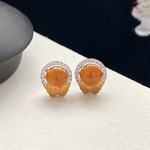 18K冰种黄翡耳钉