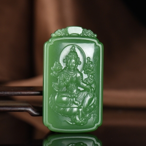 山料和田碧玉绿度母吊坠