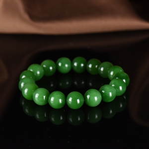 12mm山料和田碧玉单圈手串