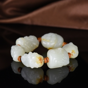 籽料和田白玉十八罗汉单圈手串