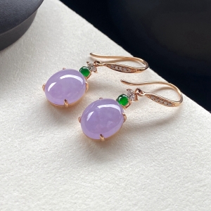 18K冰种紫罗兰翡翠耳坠