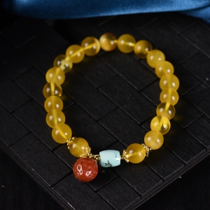 8mm鸡油黄蜜蜡单圈手串