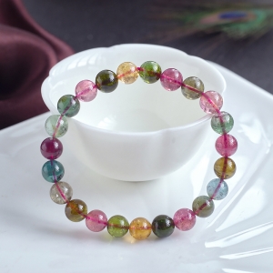 8mm彩虹碧玺单圈手串
