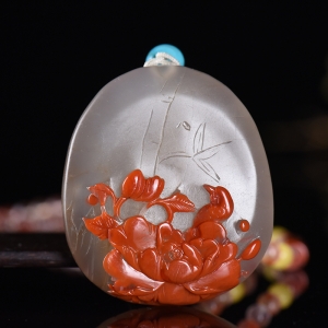 冰飘南红花开富贵吊坠