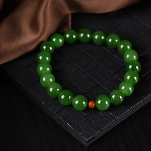 9.5mm山料和田碧玉单圈手串