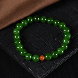 8mm山料和田碧玉单圈手串