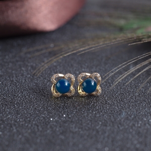 18K天空蓝多米蓝珀耳钉