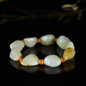 籽料和田玉原石单圈手串