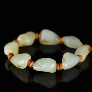 籽料和田玉原石单圈手串