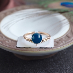 18K天空蓝多米蓝珀戒指