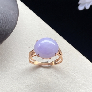 18K糯种紫罗兰翡翠戒指
