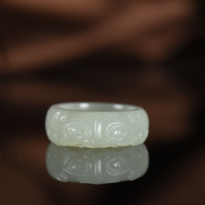 籽料和田白玉守护指环