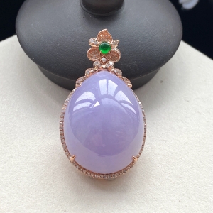 18K糯种紫罗兰翡翠吊坠