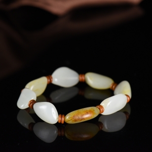 籽料和田白玉原石单圈手串