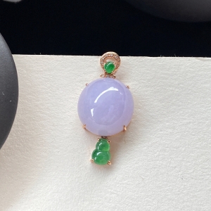 18K糯种紫罗兰翡翠吊坠