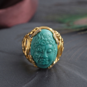 18K中高瓷蓝绿绿松石一念之间戒指