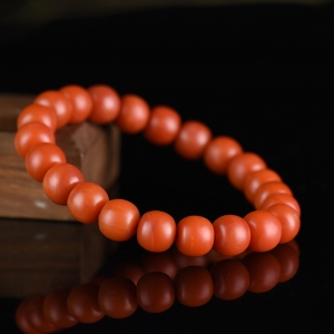 柿子红南红老形珠单圈手串