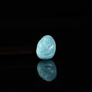 高瓷蓝色绿松石财神到吊坠