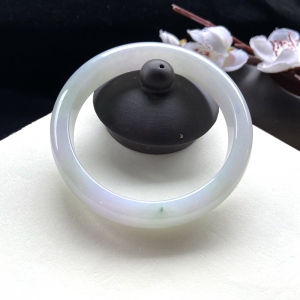 57mm糯种浅紫罗兰翡翠平安镯