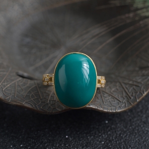 18K高瓷蓝绿绿松石戒指